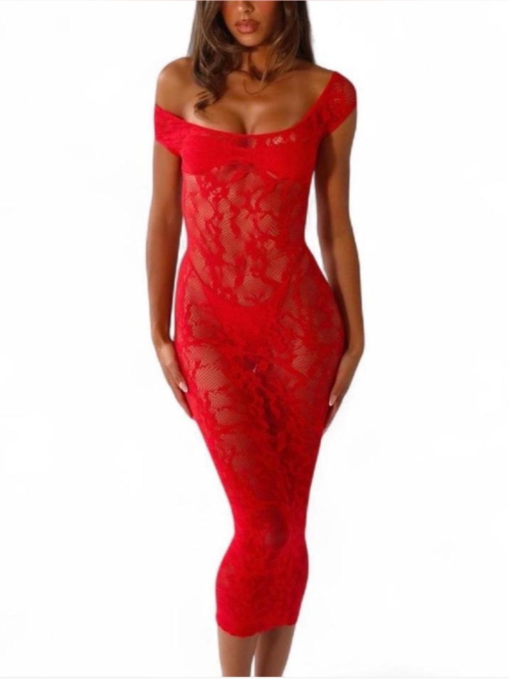 Outcast Kaelis Midi Dress in Red - One Size